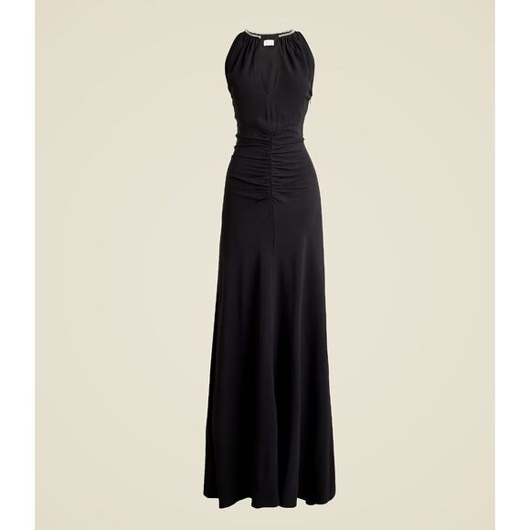 J.Crew Collection Full Length Embellished Ruched Dress Black Formal US 14 NWT - Picture 5 of 15